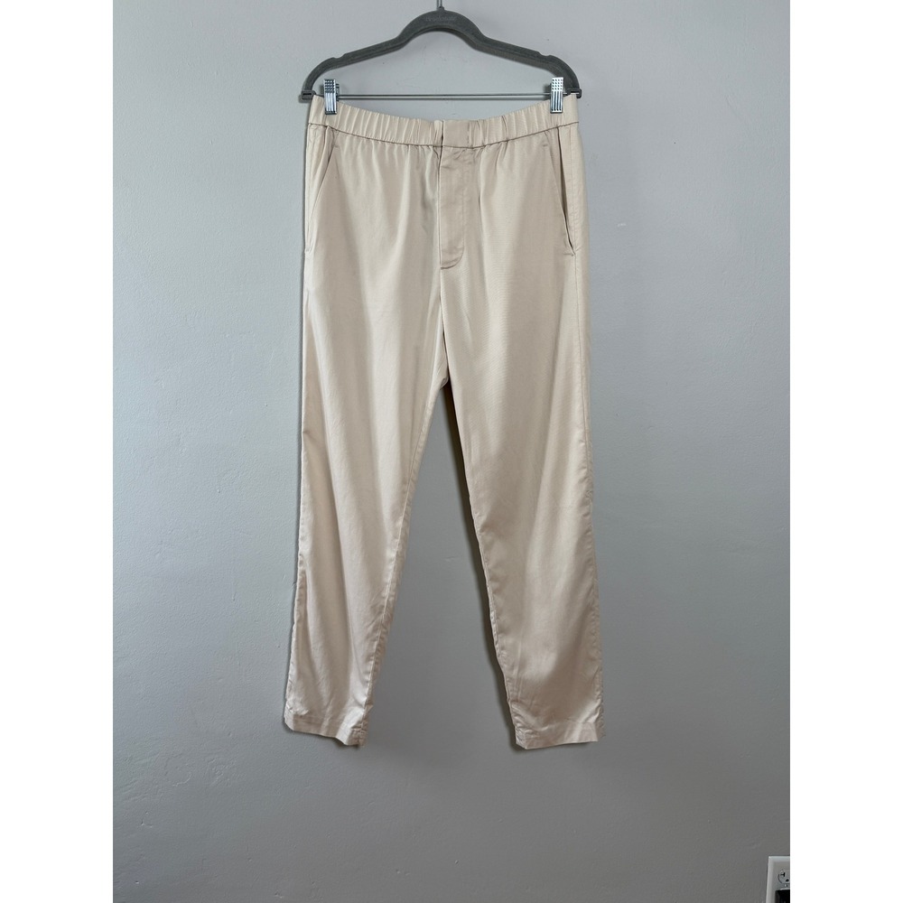 COS Trouser Pants Mens 34R Beige Elastic Waist Twill Casual Minimalist Modern